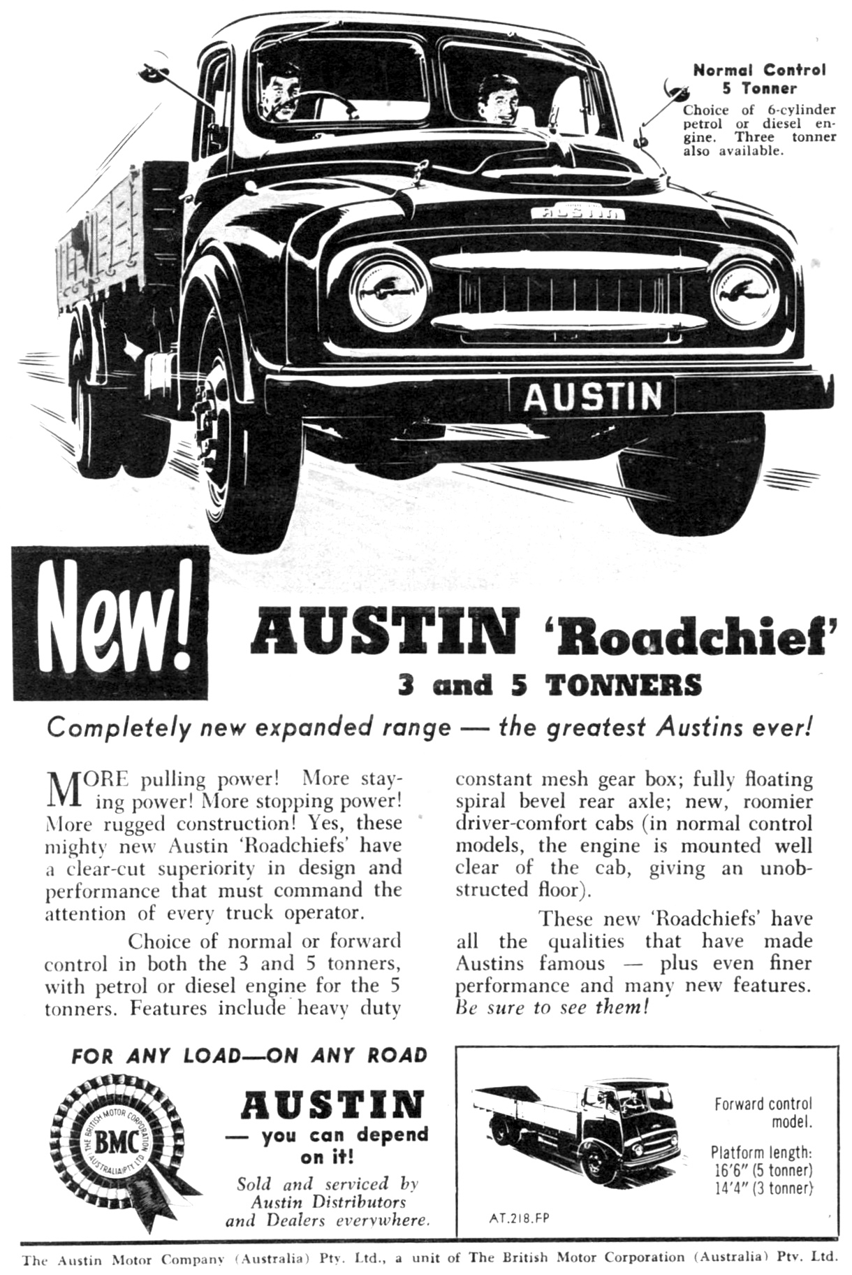 1956 Austin Roadchief 3 & 5 Tonne Trucks BMC